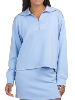 Tommy BAHAMA Light Blue Quarter-Zip Pullover Top - Women's